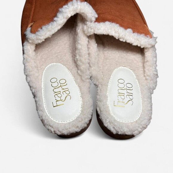 Franco Sarto Barris 2 Cognac Faux Fur Lined Slip On Mules women size 9 - Picture 4 of 6